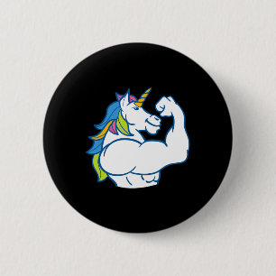 Chapa Redonda De 5 Cm Unicornio Muscular - Gracioso Bodybuild Mágico