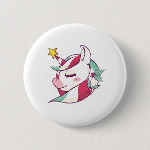 Chapa Redonda De 5 Cm Unicornio Navidades