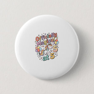 Chapa Redonda De 5 Cm Unicornio Oficialmente Mágico a los 5 Diseño de Fo