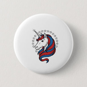 Chapa Redonda De 5 Cm Unicornio Patriótico Diseño de Vector de Grabado V