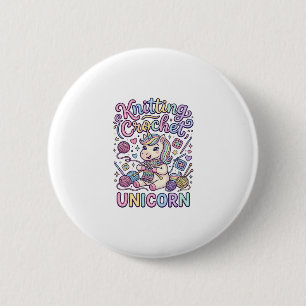 Chapa Redonda De 5 Cm Unicornio Tejiendo Crochet Unicornio Encantador Bl