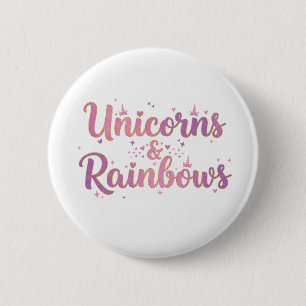 Chapa Redonda De 5 Cm Unicornios y Arcoíris