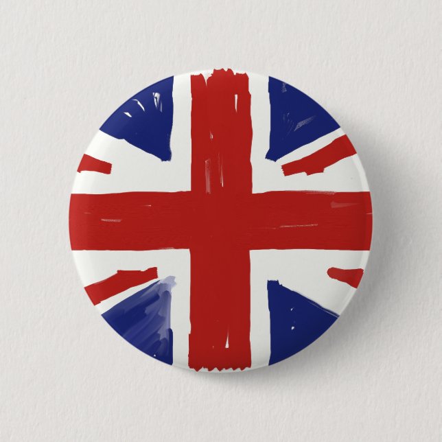 Chapa Redonda De 5 Cm Union Jack desaliñado (Anverso)