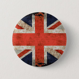 Chapa Redonda De 5 Cm Union Jack destrozado envejecido