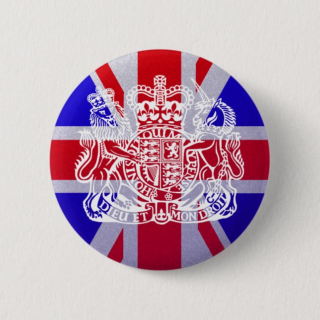 Chapa Redonda De 5 Cm Union Jack & Seal (Anverso)