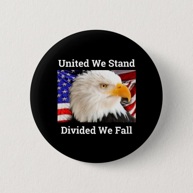 Chapa Redonda De 5 Cm United We Stand USA Bald Eagle Pinback (Anverso)