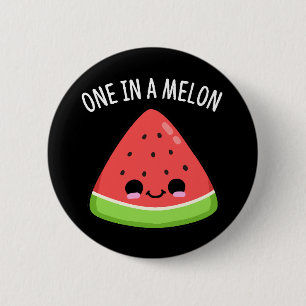Chapa Redonda De 5 Cm Uno En Melón Funny Watermelon Pun Dark BG