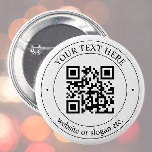 Chapa Redonda De 5 Cm Upload Your Own QR Code & Customizable Text