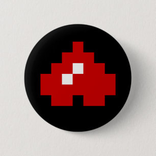 Chapa Redonda De 5 Cm Upside Down 8 Bit Pixel Heart