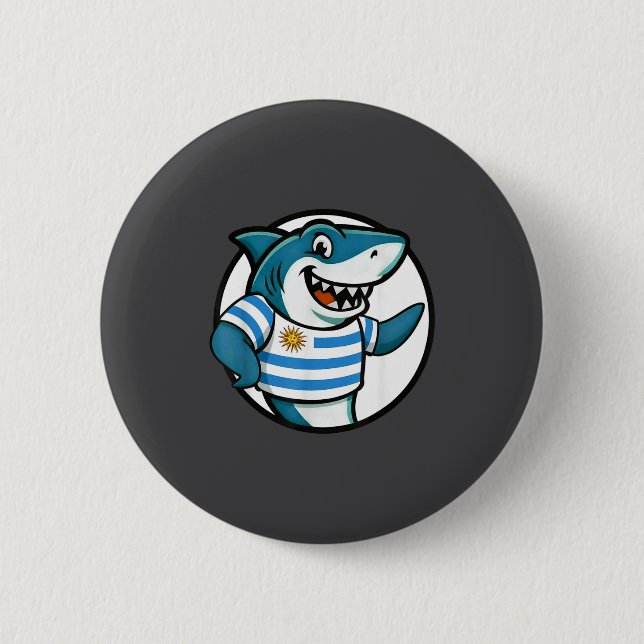 Chapa Redonda De 5 Cm Uruguay Flag Shark Funny Uruguayan  (Anverso)