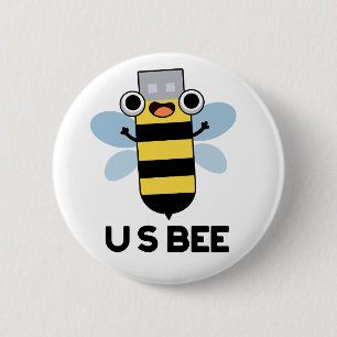 Chapa Redonda De 5 Cm US Bee Funny USB Technical Pun