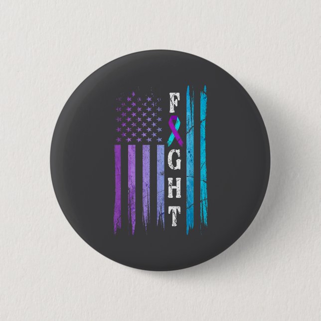 Chapa Redonda De 5 Cm Us Flag Suicide Prevention Awareness Fight Wear Pu (Anverso)