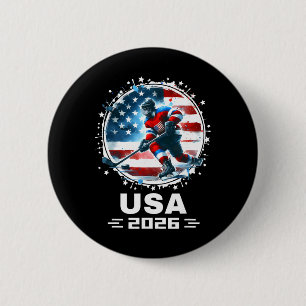 Chapa Redonda De 5 Cm Usa 2026 Hockey Bandera Americana Mujeres Hombres
