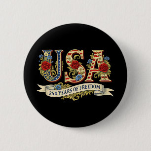 Chapa Redonda De 5 Cm Usa 250 Años De Libertad 1776 2026 América 250 Ani