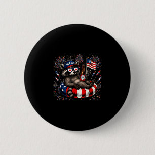 Chapa Redonda De 5 Cm Usa 250 mapache patriótico bebiendo cerveza gafas