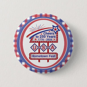 Chapa Redonda De 5 Cm USA 250 personalizado - Marquee retro patriótico