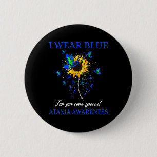 Chapa Redonda De 5 Cm Usa Azul Para Concientizar Sobre Ataxia Girasol