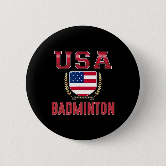 Chapa Redonda De 5 Cm Usa Badminton - (Anverso)