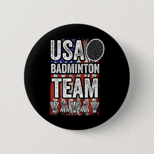 Chapa Redonda De 5 Cm Usa Badminton Team American Flag Funny Badminton F