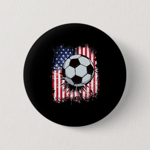 Chapa Redonda De 5 Cm Usa Bandera Americana Vintage Fútbol 4 De Julio Pa