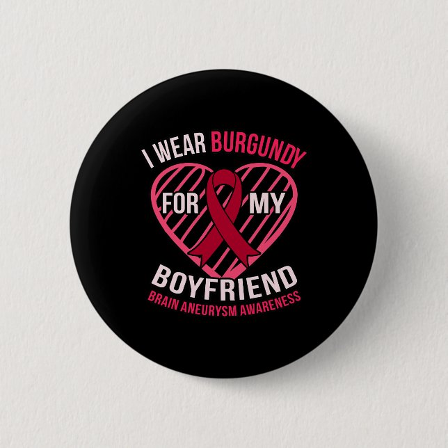 Chapa Redonda De 5 Cm Usa Borgoña Para Awarene Aneurysm Brain Boyfriend (Anverso)
