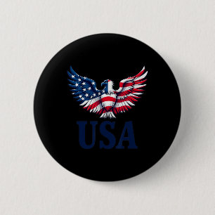 Chapa Redonda De 5 Cm Usa Eagles Design Con Bandera Estadounidense Patri