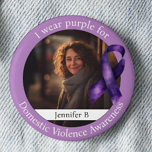 Chapa Redonda De 5 Cm Usa Morado para la Conciencia sobre la Violencia D