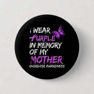 Chapa Redonda De 5 Cm Usa Púrpura En Memoria De Mi Madre Con Awaren Por 