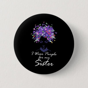 Chapa Redonda De 5 Cm Usa Púrpura Para Mi Hermana Apoyo Alzheimerheimer