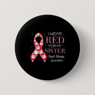 Chapa Redonda De 5 Cm Usa Rojo Para Mi Hermana Enfermedad Del Corazón