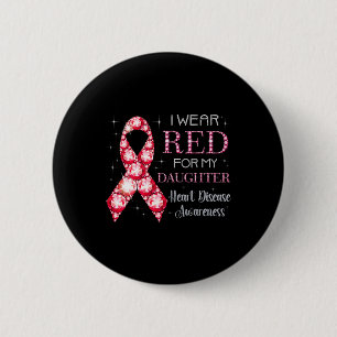 Chapa Redonda De 5 Cm Usa Rojo Para Mi Hija Enfermedad Cardíaca Concienc