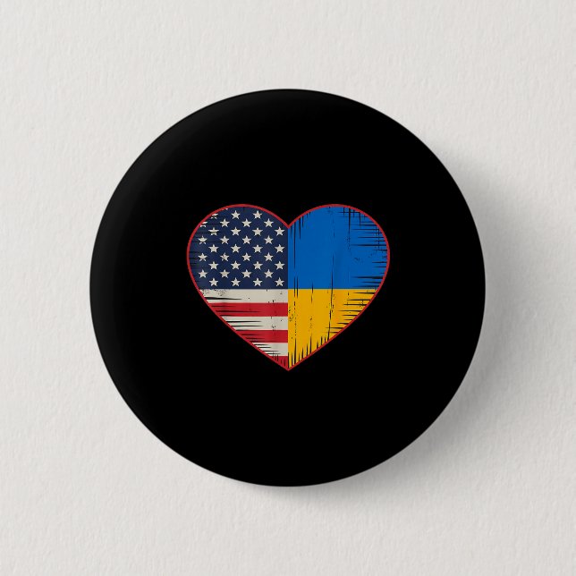 Chapa Redonda De 5 Cm Usa Ukraine Heart - Dual Citizenship  (Anverso)