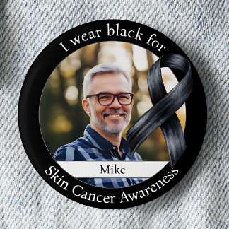 Chapa Redonda De 5 Cm Usar Negro para la Conciencia del Cáncer de Piel