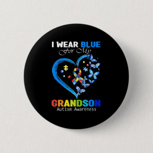 Chapa Redonda De 5 Cm Usé Azul Para Mi Nieto Autismo Corazón De Concienc