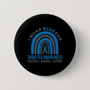 Chapa Redonda De 5 Cm Uso Azul Para Concienciación Sobre La Diabetes Mes