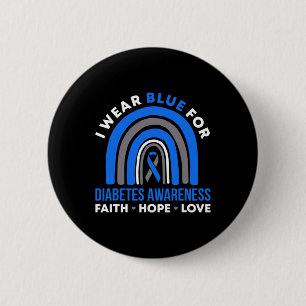 Chapa Redonda De 5 Cm Uso Azul Para La Diabetes Conciencia Fe Esperanza