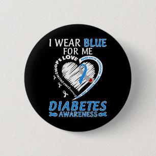 Chapa Redonda De 5 Cm Uso Azul Para Mí Diabetes Conciencia Cinta Azul