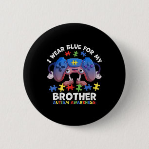 Chapa Redonda De 5 Cm Uso Azul Para Mi Hermano Autismo Niños Concientiza