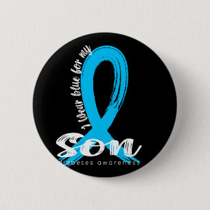 Chapa Redonda De 5 Cm Uso Azul Para Mi Hijo Diabetes Conciencia Rib Azul