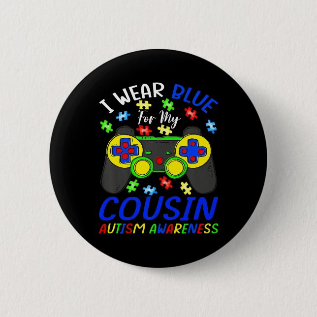 Chapa Redonda De 5 Cm Uso Azul Para Niños Primos Videojuego Autismo Awar (Anverso)