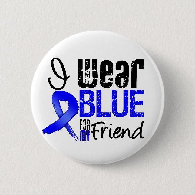 Chapa Redonda De 5 Cm Uso Cinta Azul Para Mi Amigo - Cáncer De Colón (Anverso)