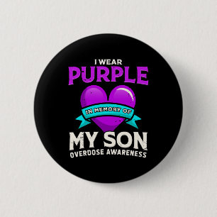 Chapa Redonda De 5 Cm Uso Morado En Memoria De Mi Hijo - Sobredosis Cons