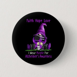 Chapa Redonda De 5 Cm Uso Púrpura Para Heimerheimer Awareness Gnome Fai