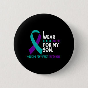 Chapa Redonda De 5 Cm Uso Verde azulado Y Morado Para Mi Hijo Suicidio P
