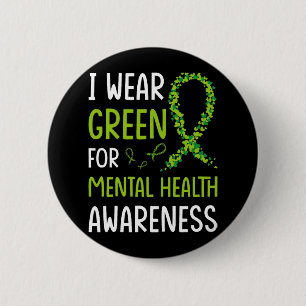 Chapa Redonda De 5 Cm Uso Verde Para Concienciación Sobre Salud Mental M