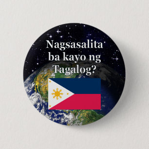 Chapa Redonda De 5 Cm ¿Usted habla tagalogo? en tagalogo. Bandera y