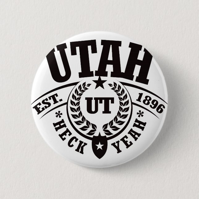 Chapa Redonda De 5 Cm Utah, puñetas sí, Est. 1896 (Anverso)