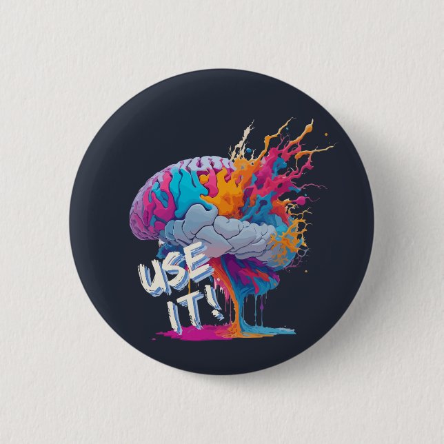 Chapa Redonda De 5 Cm Utilícelo - Colorido Splash Brain (Anverso)