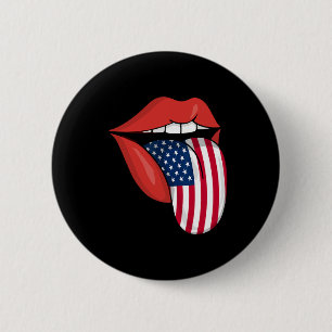 Chapa Redonda De 5 Cm Uu Patriotic American Flag Tongue Lips 4 De Julio