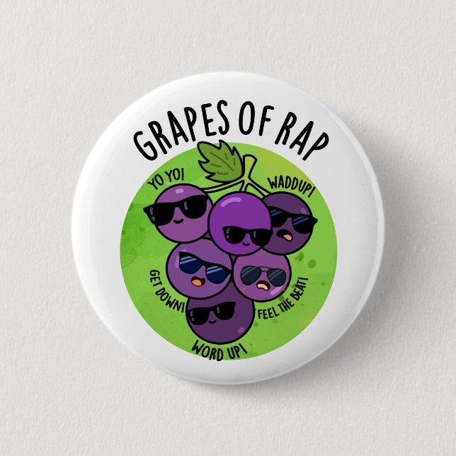 Chapa Redonda De 5 Cm Uvas De Rap Fruit Funny (Anverso)